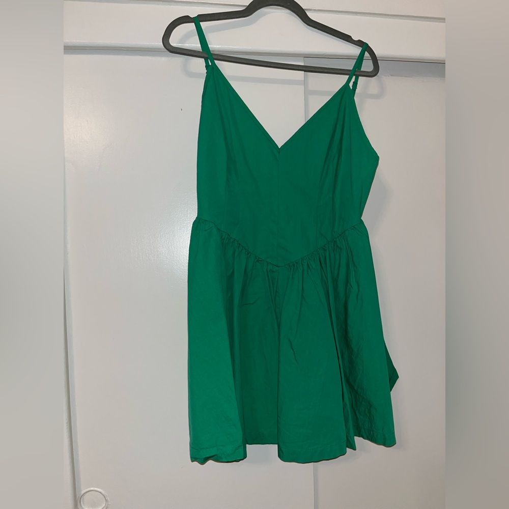 Green mini dress with fitted bodice